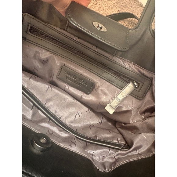 Simply Vera Wang Straw &Faux Leather Top Handle Crossbody Bag Black Woven Summer - Picture 5 of 7